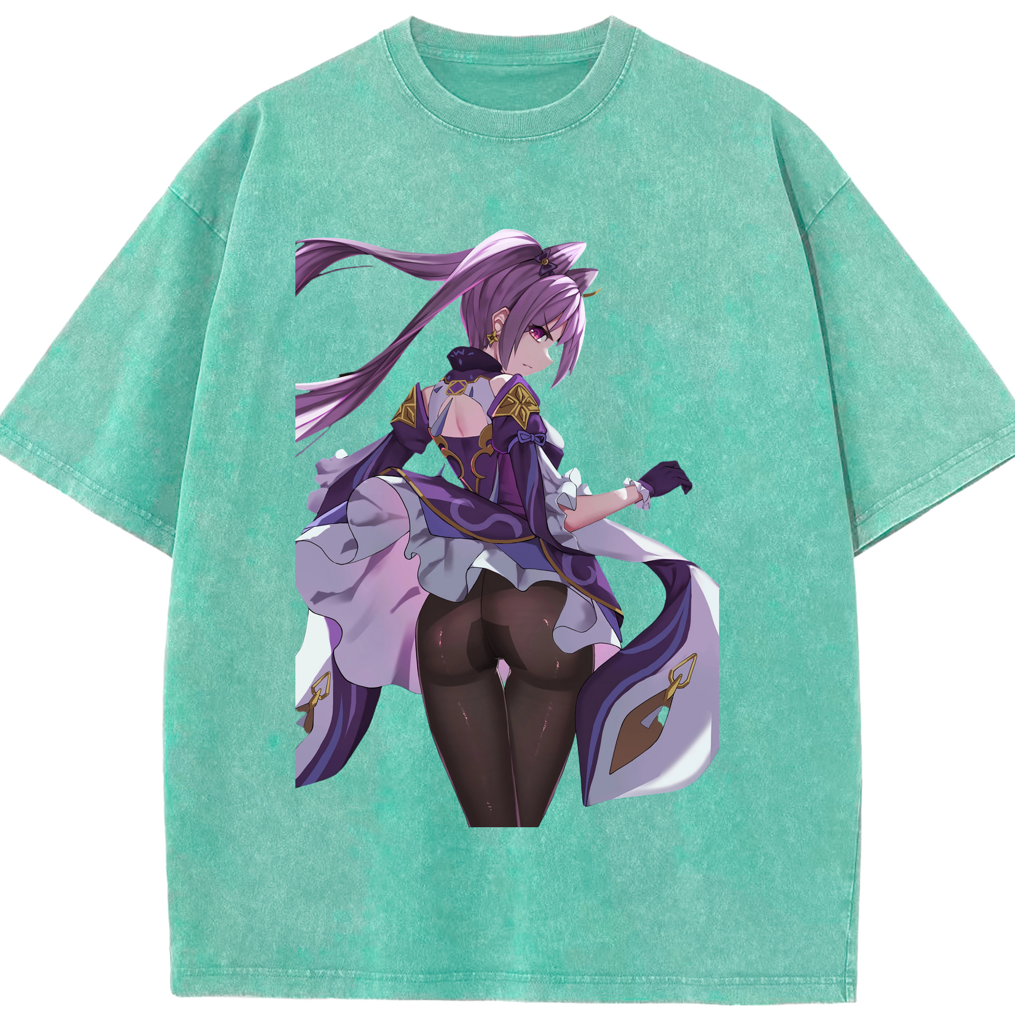 げんし神 刻晴 こくせい genshin Kokusei 綿100% ヴィンテージ風 半袖Tシャツ（フロントプリント）